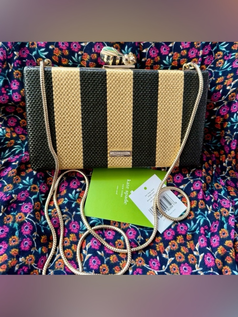 Kate Spade Down The Rabbit Hole Bee Clasp Clutch Bag